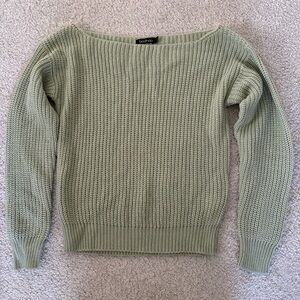 Boohoo Sage Knit Crew Neck Sweater